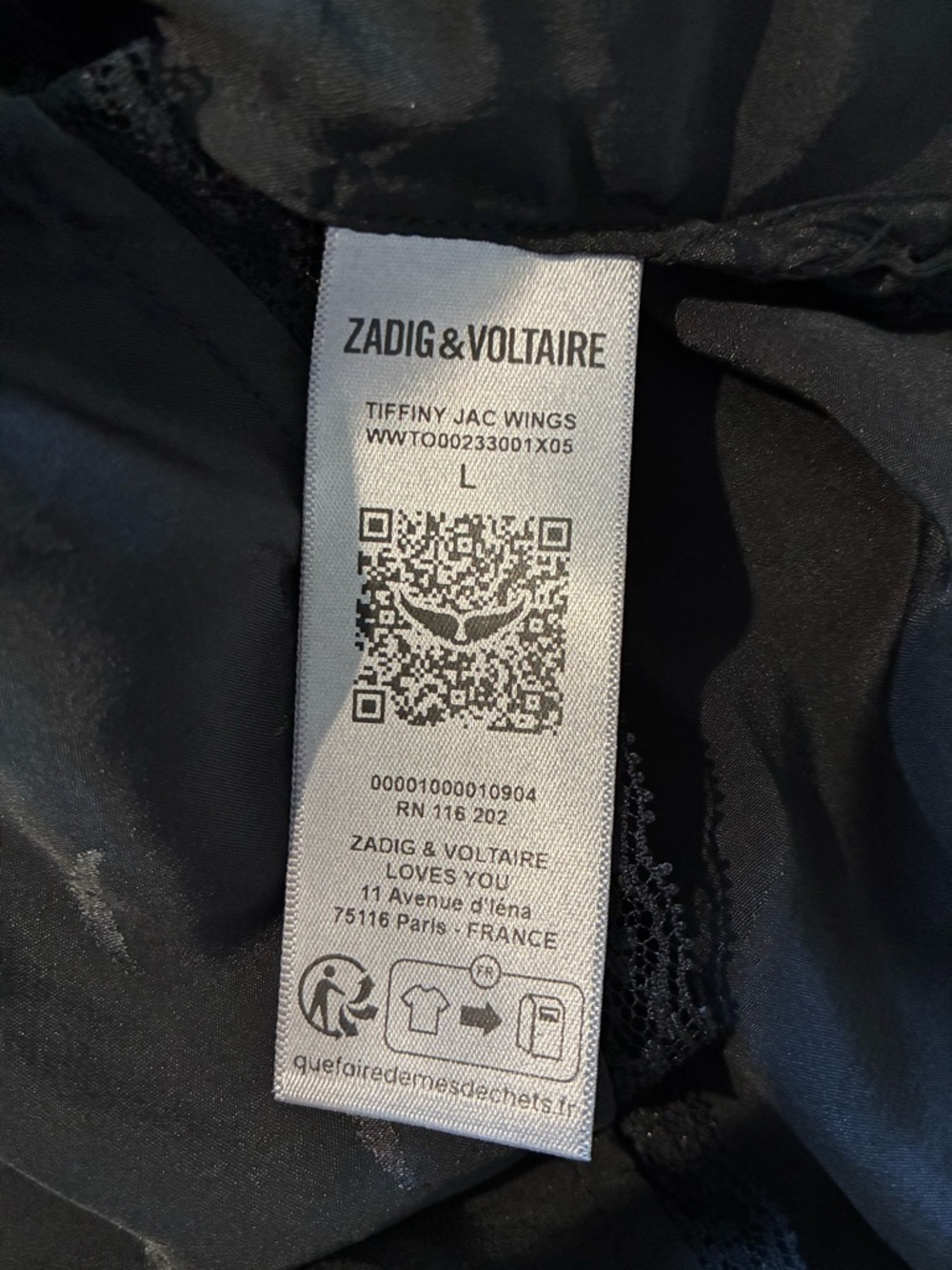 🌟NWT🌟 ZADIG & VOLTAIRE Tiffany Jacquard Wings Silk Blouse In Black - Picture 2 of 10